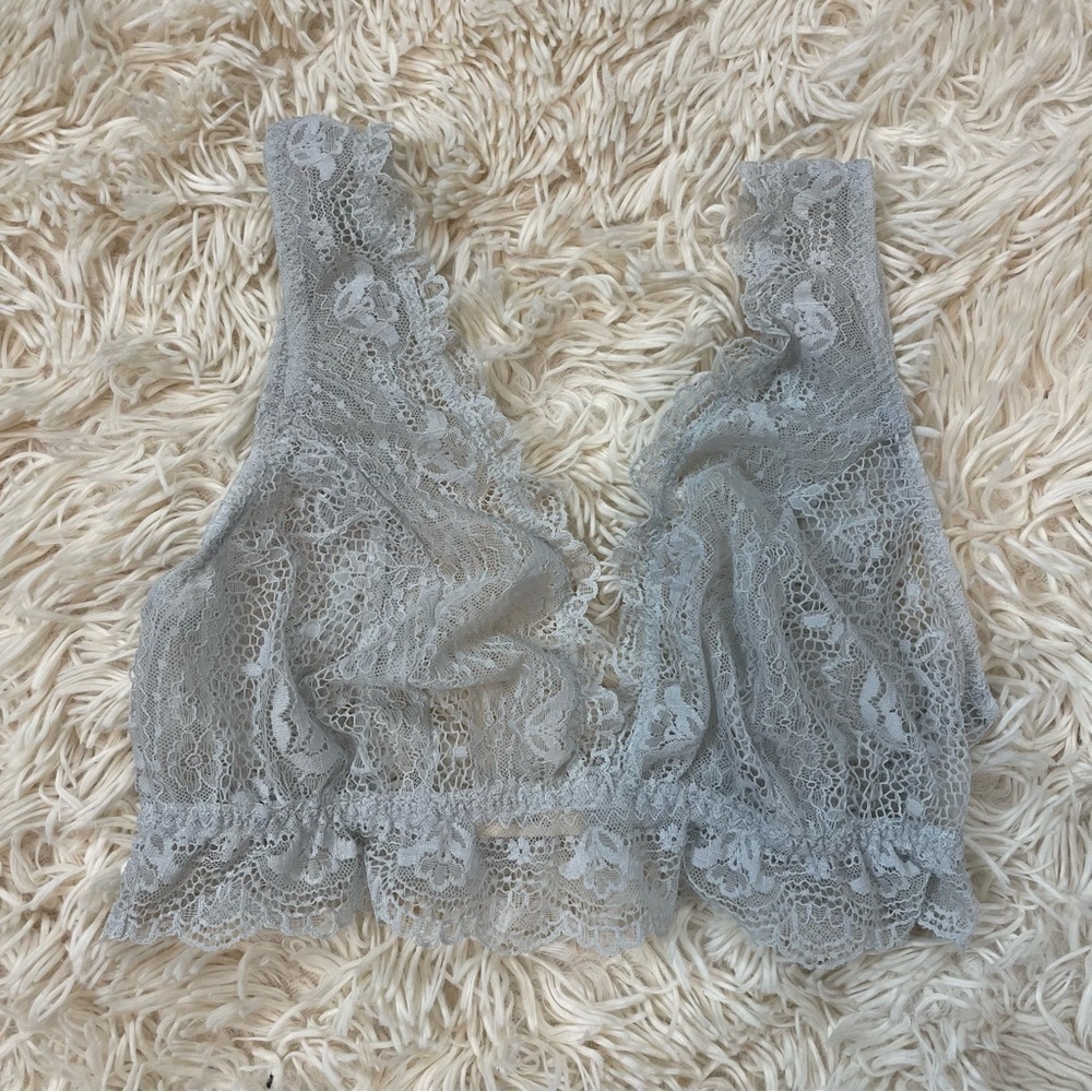 Eberjey Lace Bralette sheer bra ice blue elastic waist size XS